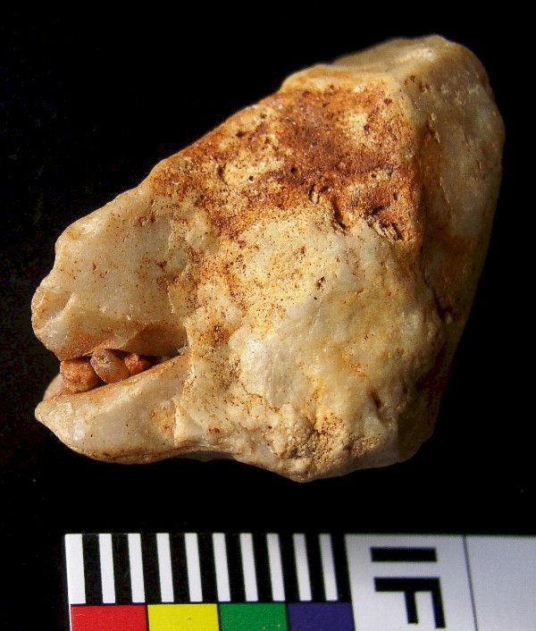 Flint Figure with Inserted Pebbles, Red Ochre Powder and Paste Gro Pampau, Northern Germany