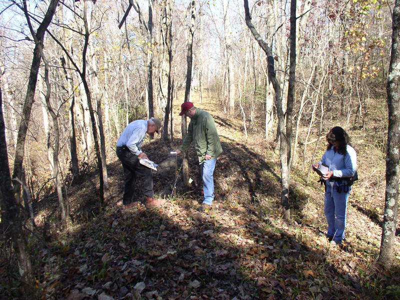 Core sampling at the earthwork, 33GU218 (Day's Knob) in Ohio